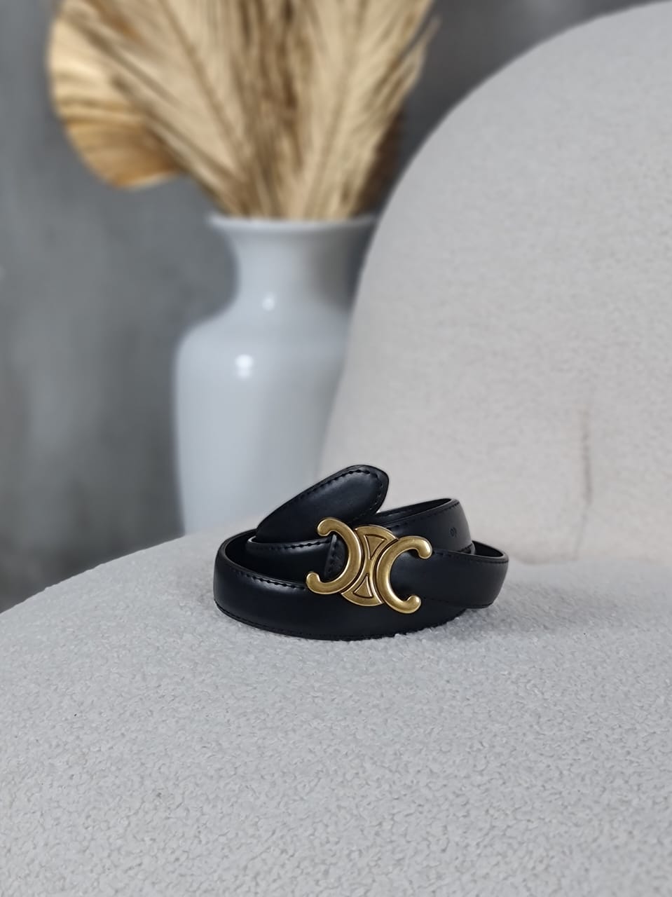 Ремень натуральная кожа с золотой застежкой черный, фотография №3