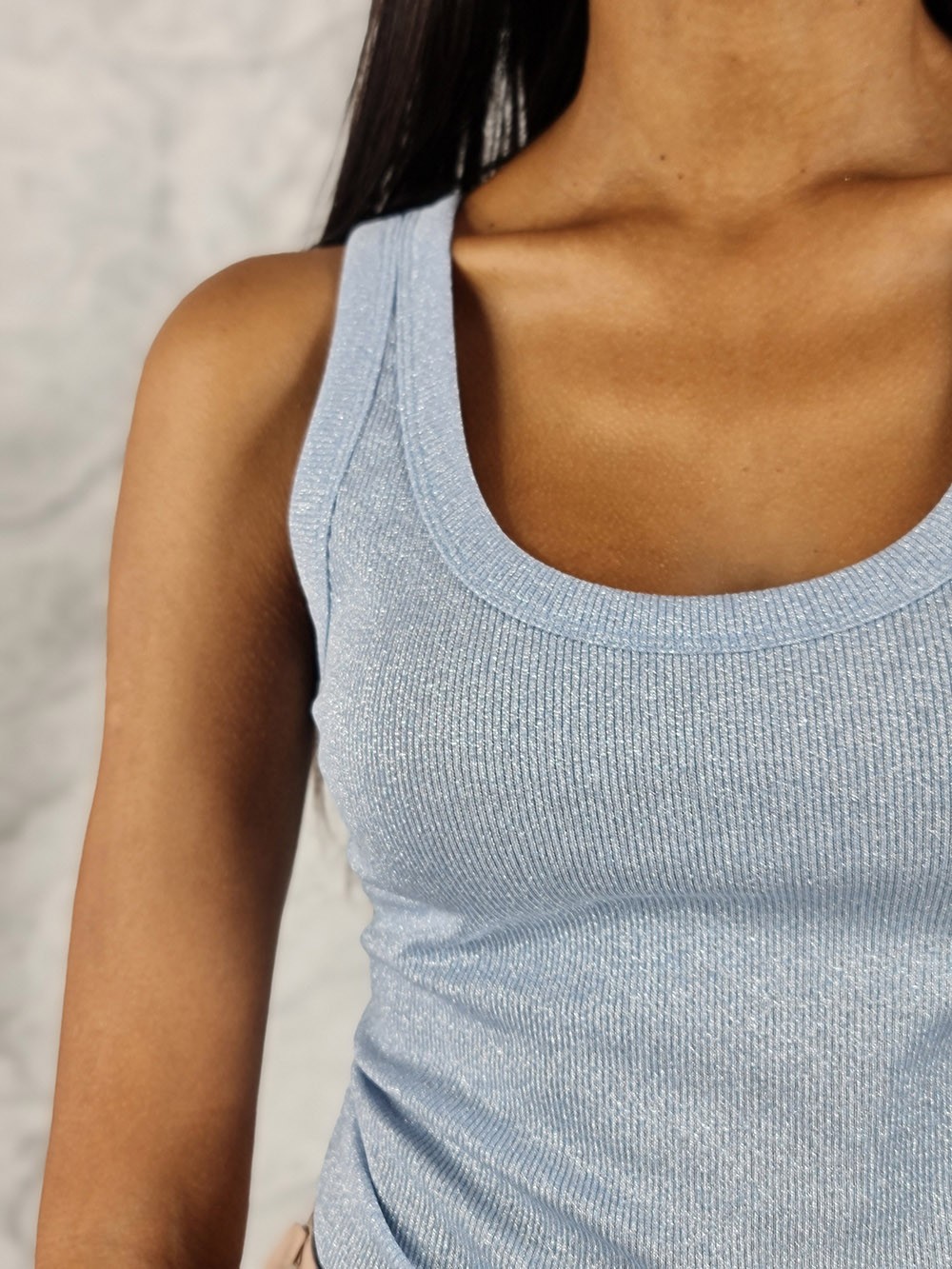 Топ Vicolo с люрексом светло-голубой, фотография №4