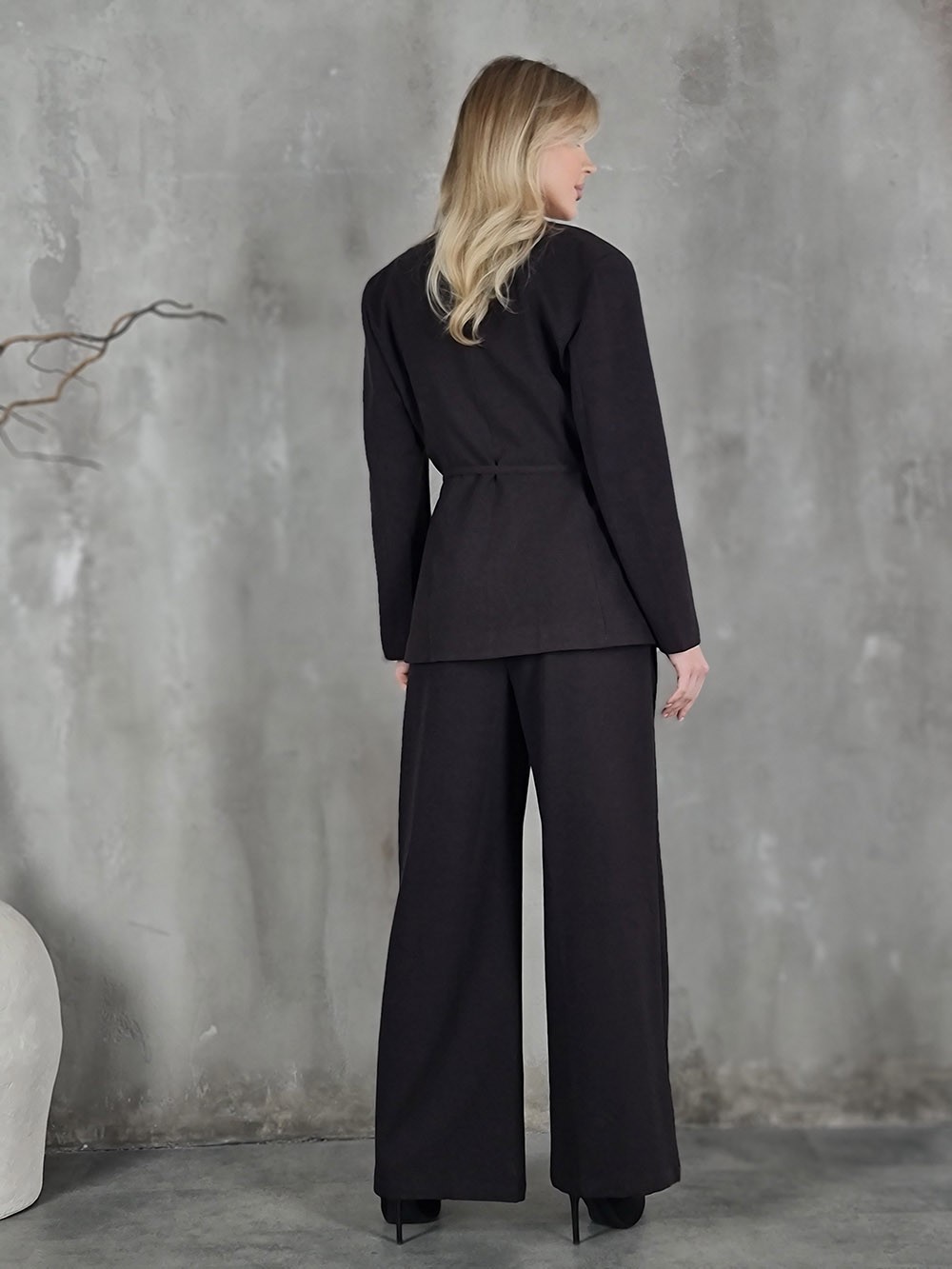 Костюм My Star Collection брюки пиджак с поясом сливовый, фотография №3