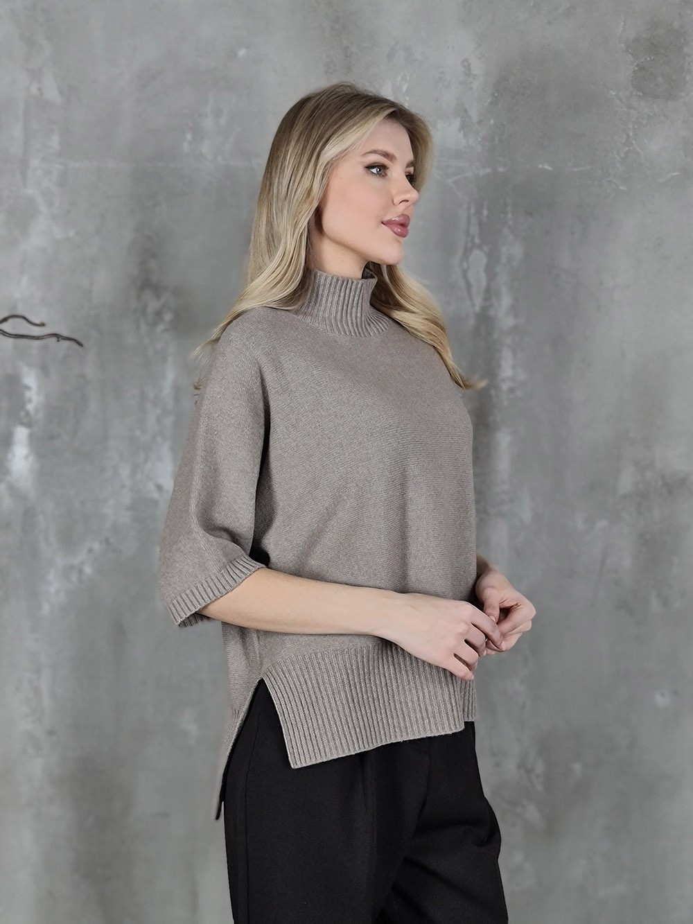 Джемпер Imperial рукав 3/4 с воротом бежевый, фотография №2