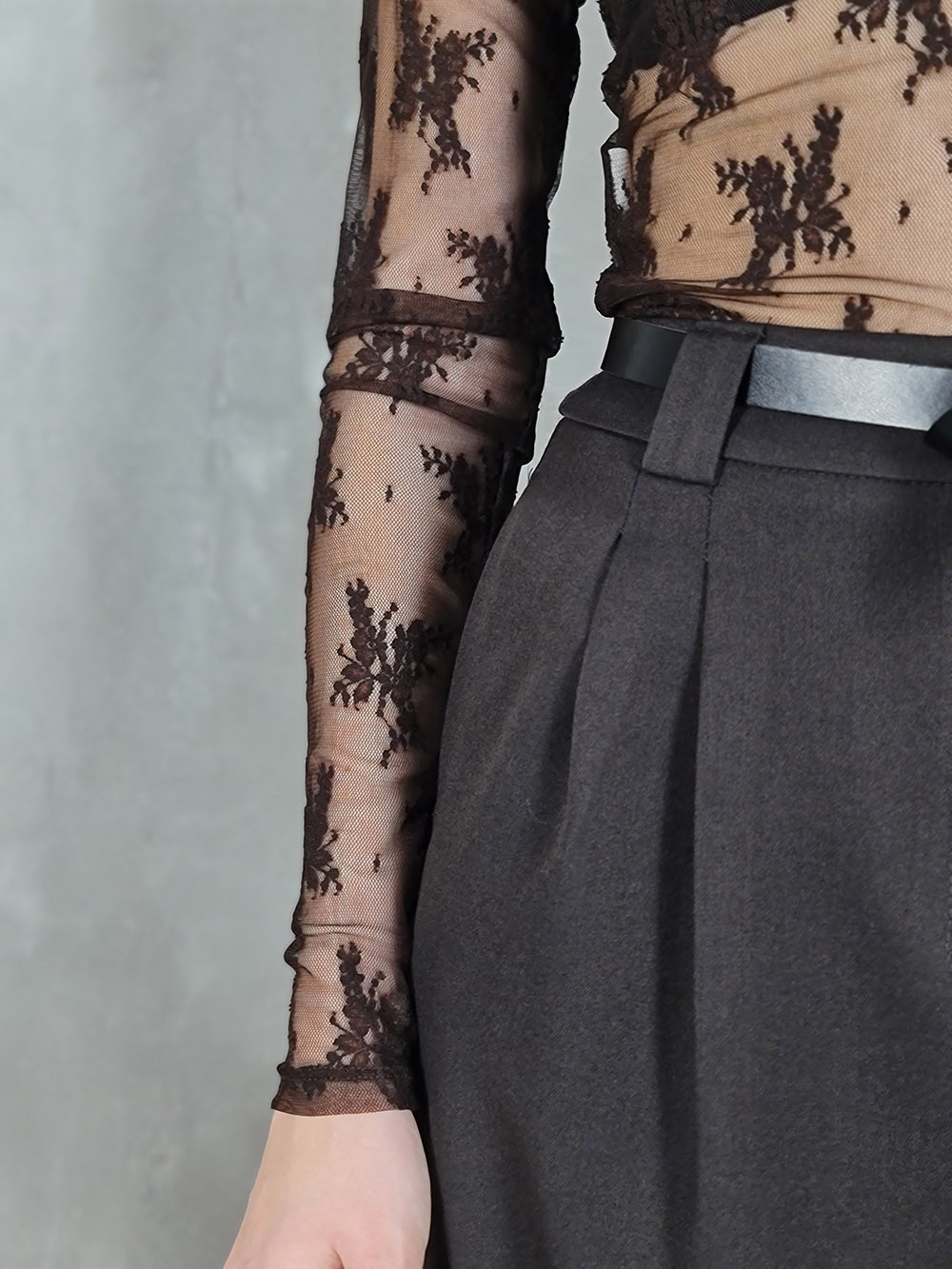 Лонгслив Imperial прозрачный кружевной шоколад, фотография №4