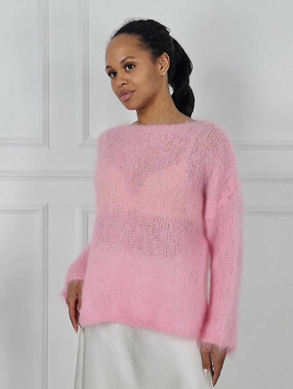 Джемпер кид мохер вырез лодочка длинный рукав баблгам, фотография №1