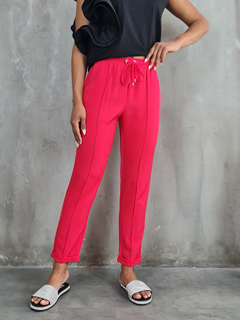 Брюки Imperial с завязочками из тонкой ткани коралловые, фотография №1