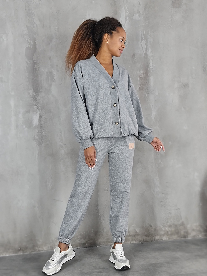 Костюм ONE LOVE кардиган и джоггеры серый, фотография №1