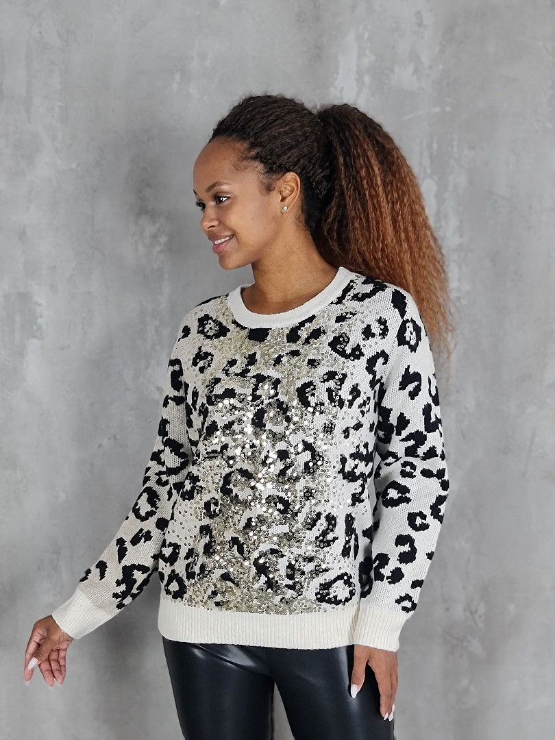 Джемпер J-Clair в леопард с пайетками бежевый, фотография №1