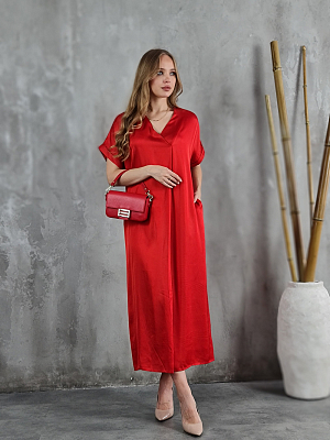 Платье CLOTHÉ с запáхом атласное красное