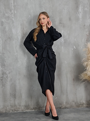 Платье CLOTHÉ с поясом черное