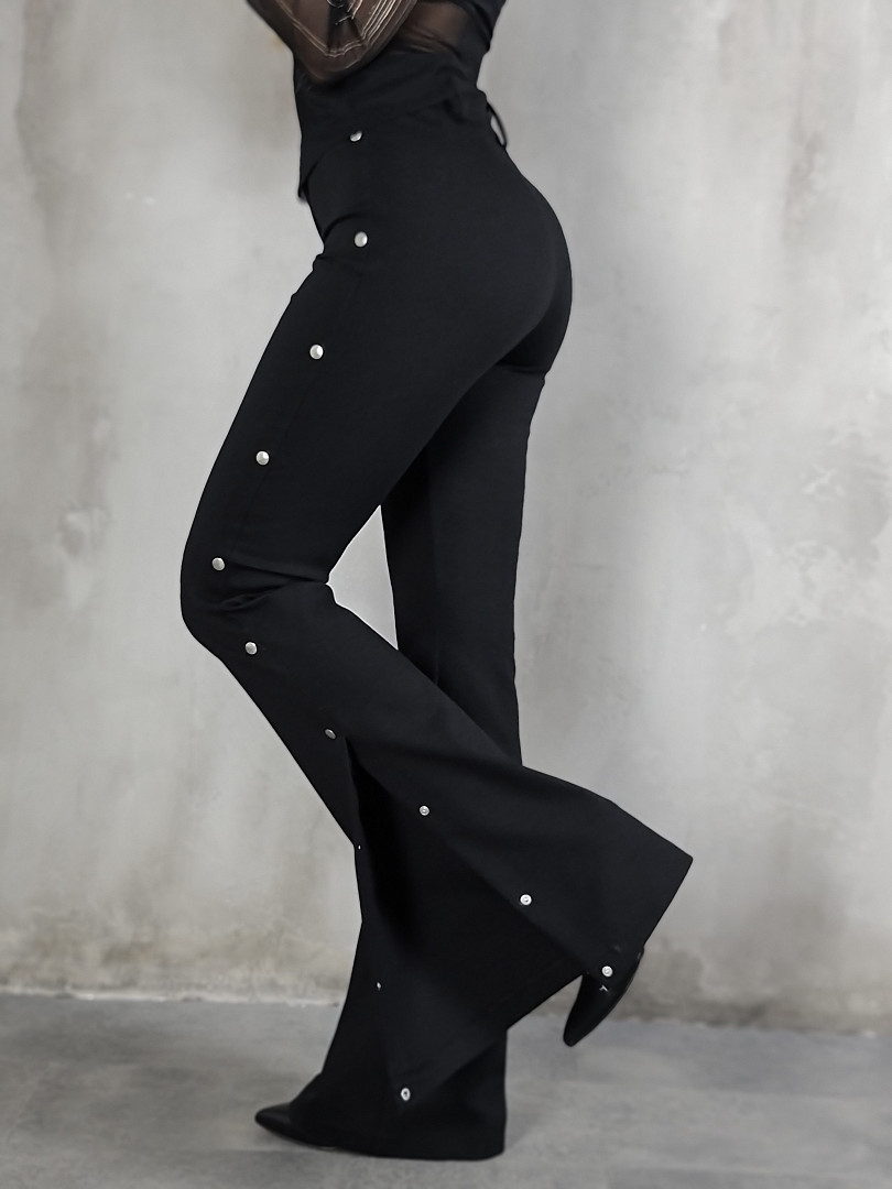 Брюки Barbara Alvisi клёш с клёпками чёрные , фотография №1