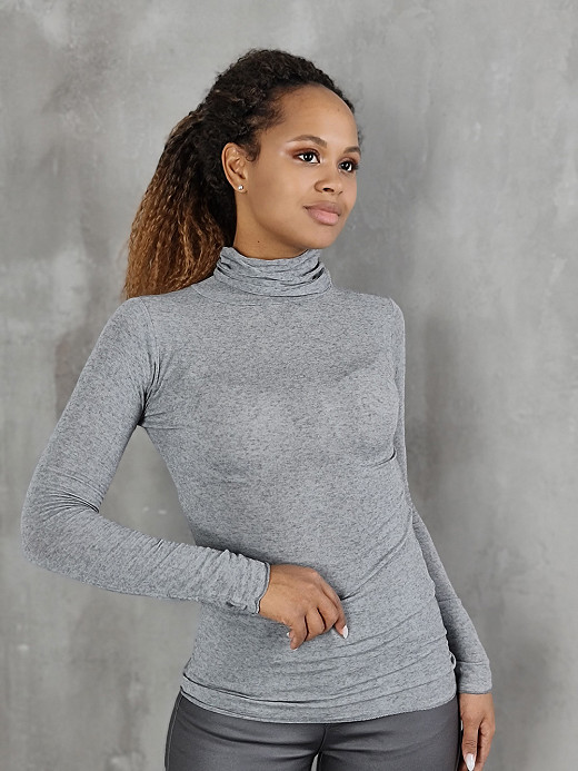 Водолазка Cashmere Blend с кашемиром с высоким горлом серая 