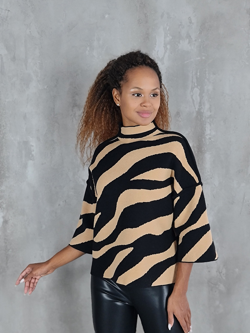 Джемпер J-Clair зебра с беж.-черн.полосками, фотография №1