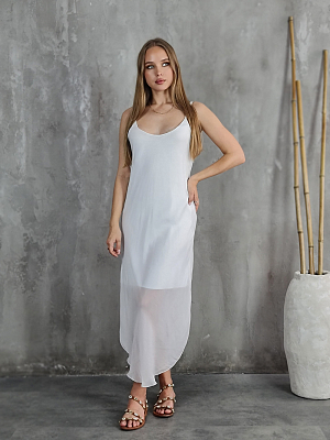 Платье Silk New с разрезами внизу и коротким подкладом белое