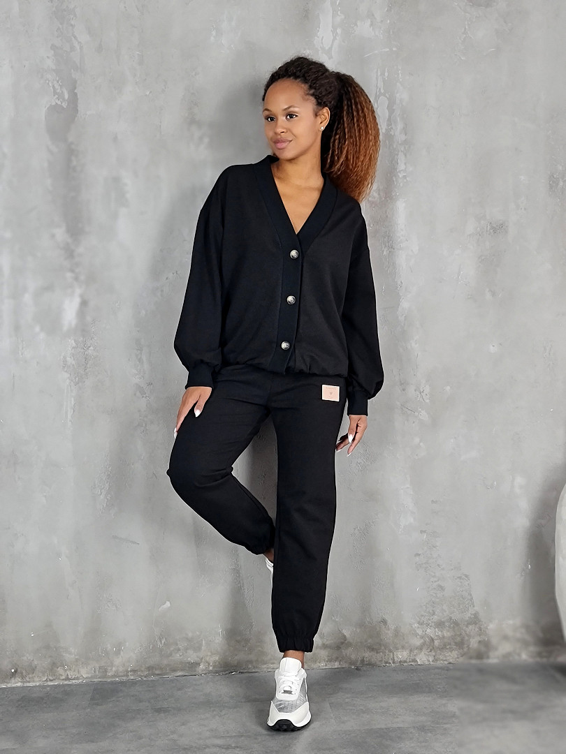 Костюм ONE LOVE кардиган и джоггеры черный, фотография №1