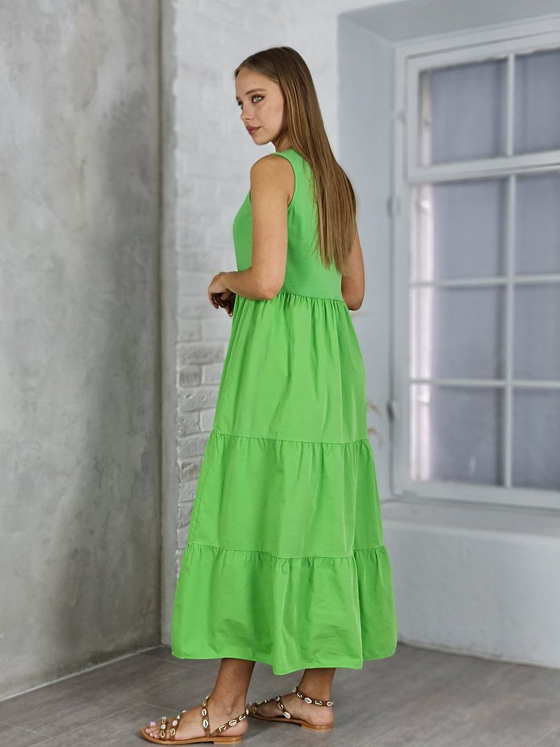 Платье Royal Belle макси на широких лямках ярко-зелёное, фотография №2
