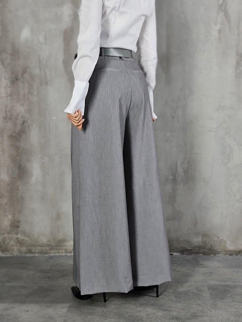 Брюки Imperial свободные палаццо с ремнём серые, фотография №5