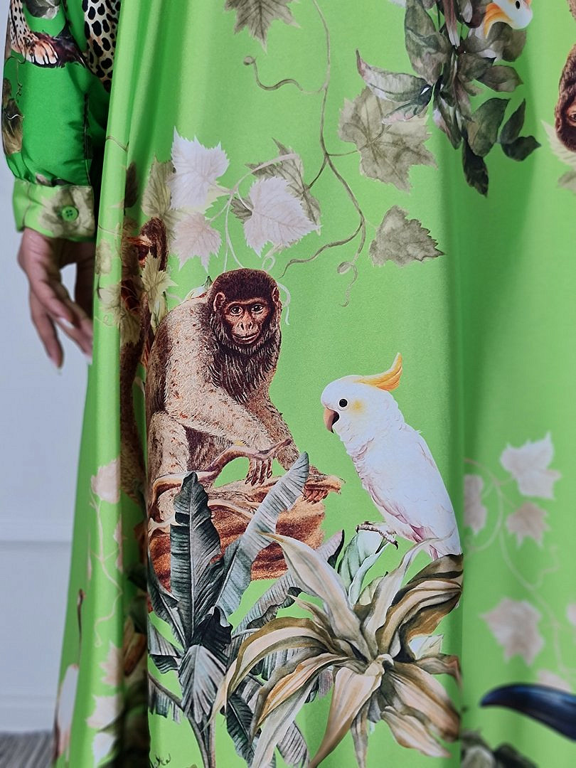 Платье J-Clair А-ситуэта с принтом "Тропики" лайм , фотография №5