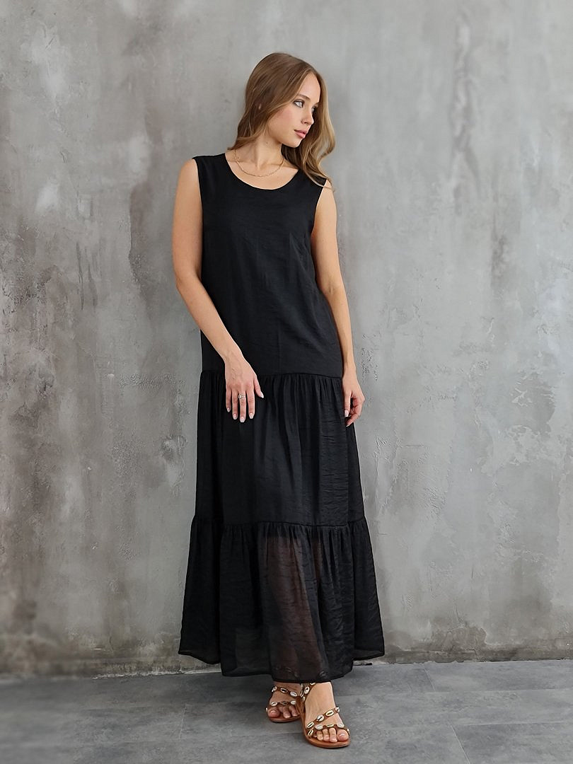 Платье CLOTHÉ макси из полупрозрачной ткани чёрное, фотография №2