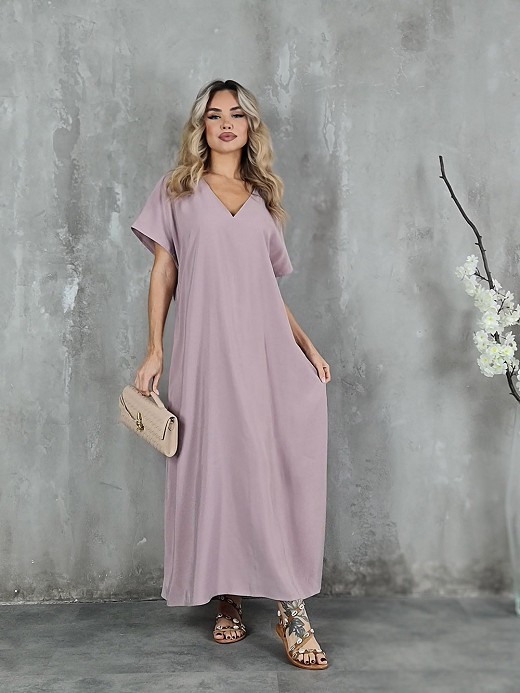Платье CLOTHÉ с v-образным вырезом длинное пудра