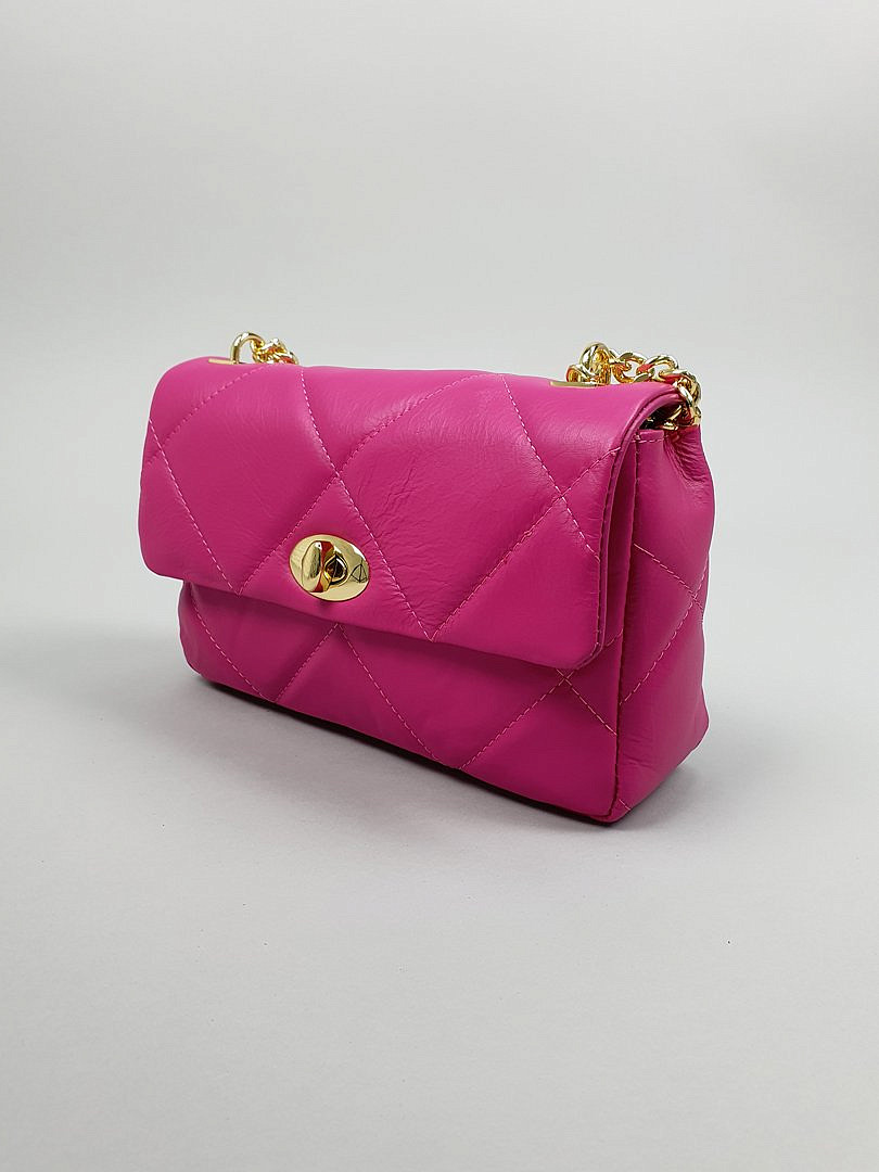 Сумка My Little Italy стёганая с ремешком-цепью фуксия , фотография №4