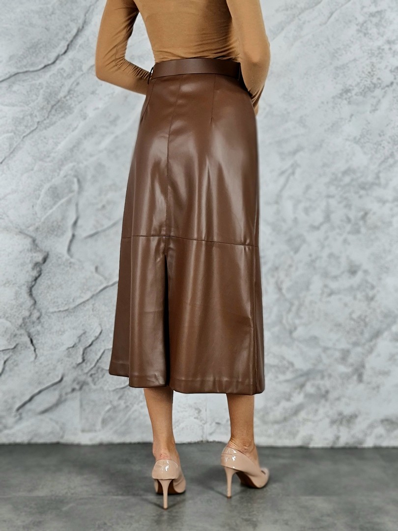Юбка Imperial экокожа с ремнем карамель, фотография №3