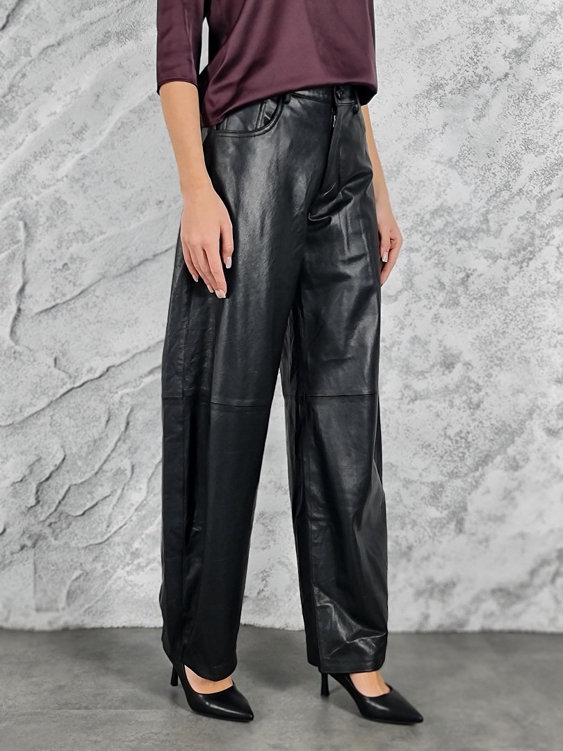 Брюки vicolo натуральная кожа черные, фотография №3