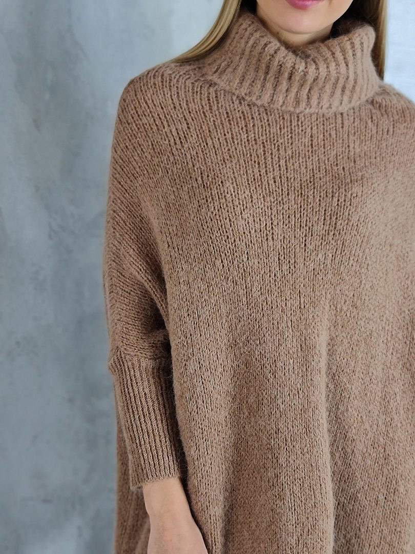 Джемпер Imperial пушистый с высоким воротом шоколад (Caffe), фотография №3