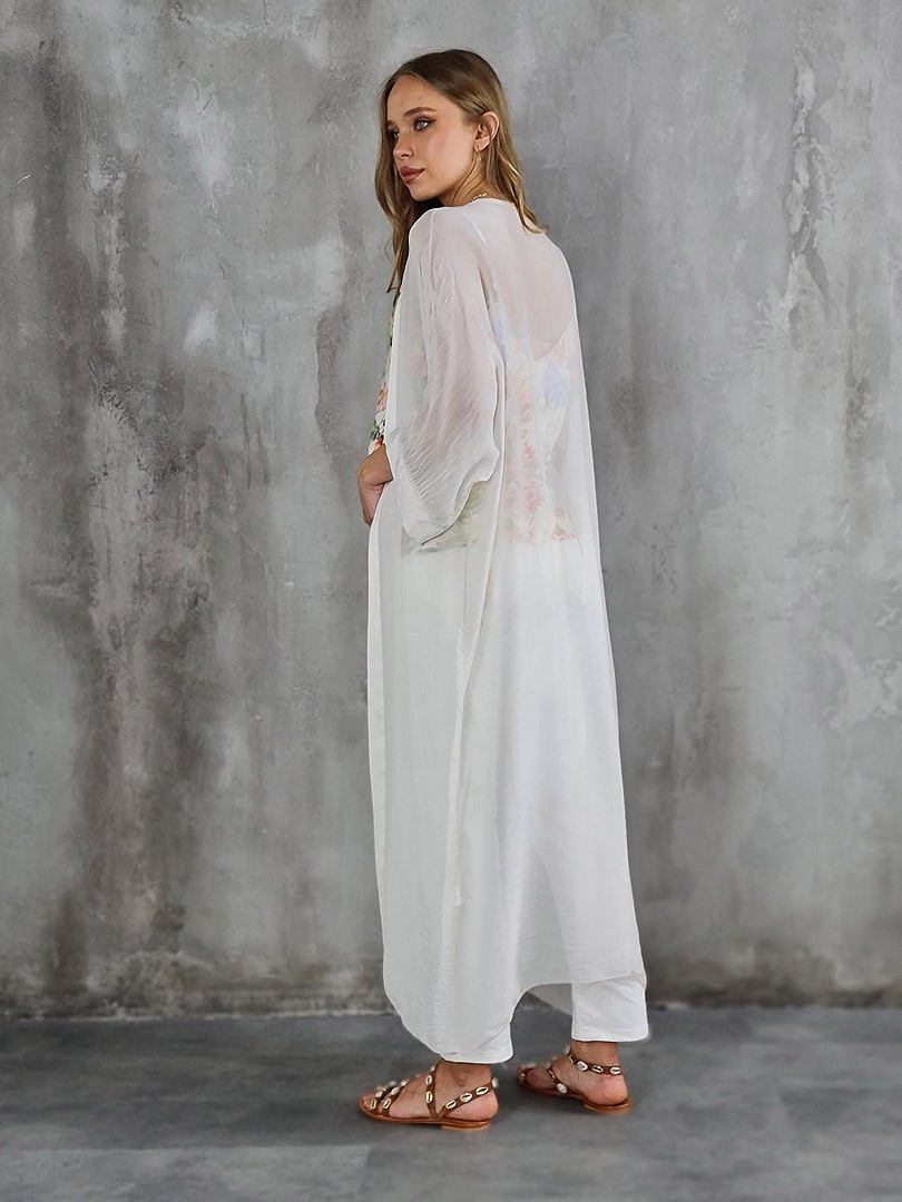 Накидка Pura Seta длинная шёлковая кремовая, фотография №3