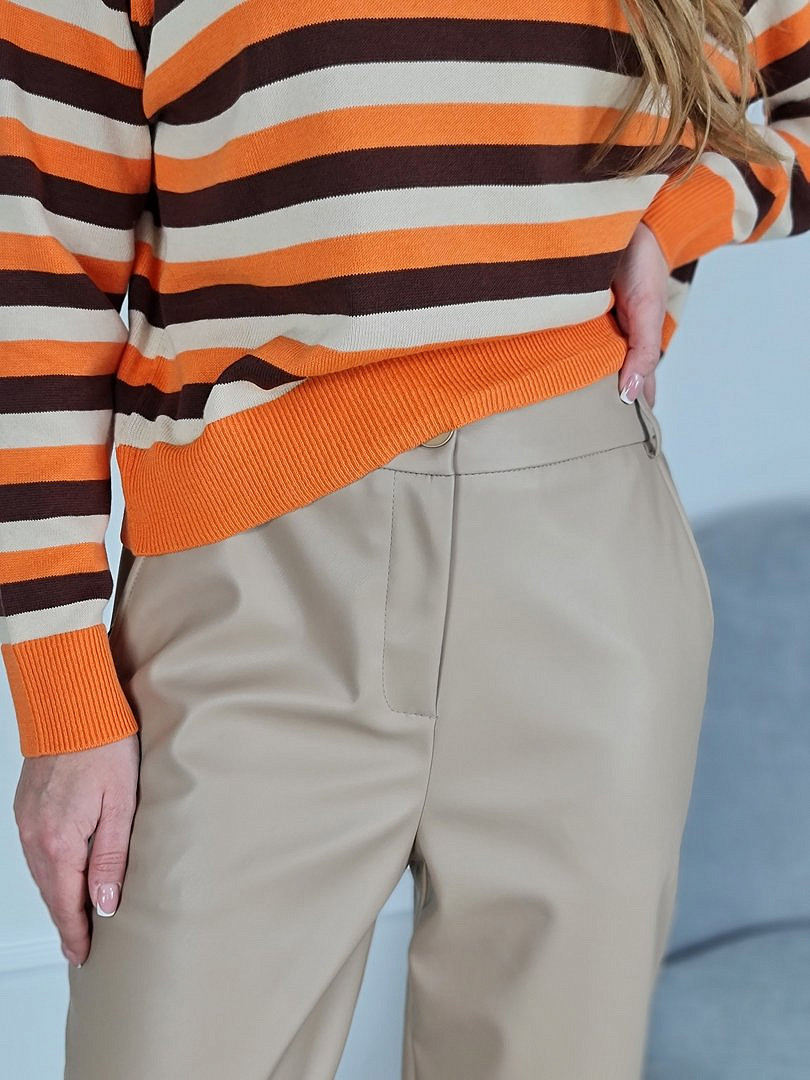 Брюки-джоггеры Imperial экокожа песочные, фотография №5