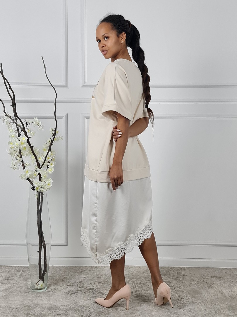 Платье-футболка MIHO'S с надписью "New york" кремовое, фотография №2