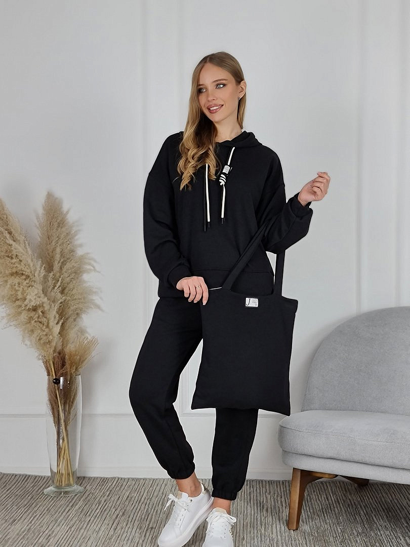 Костюм Joleen худи, брюки и сумка чёрный, фотография №2