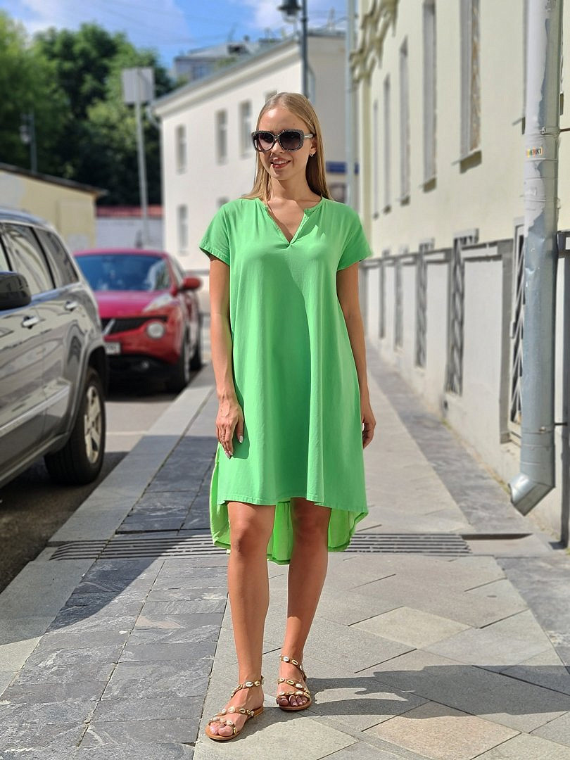 Платье MIHO'S с атласной спинкой зелёное, фотография №2