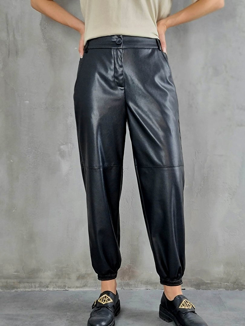 Брюки-джоггеры Imperial экокожа чёрные, фотография №1