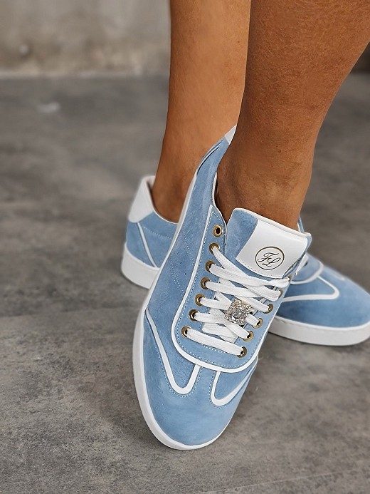 Кеды FEDERICA LANCIONI с украшением сердце замшевые голубые