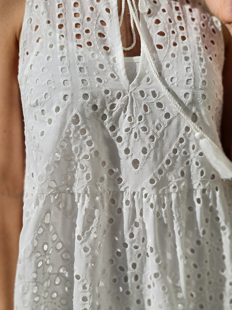 Сарафан MIHO'S ажурный без рукавов белый, фотография №2