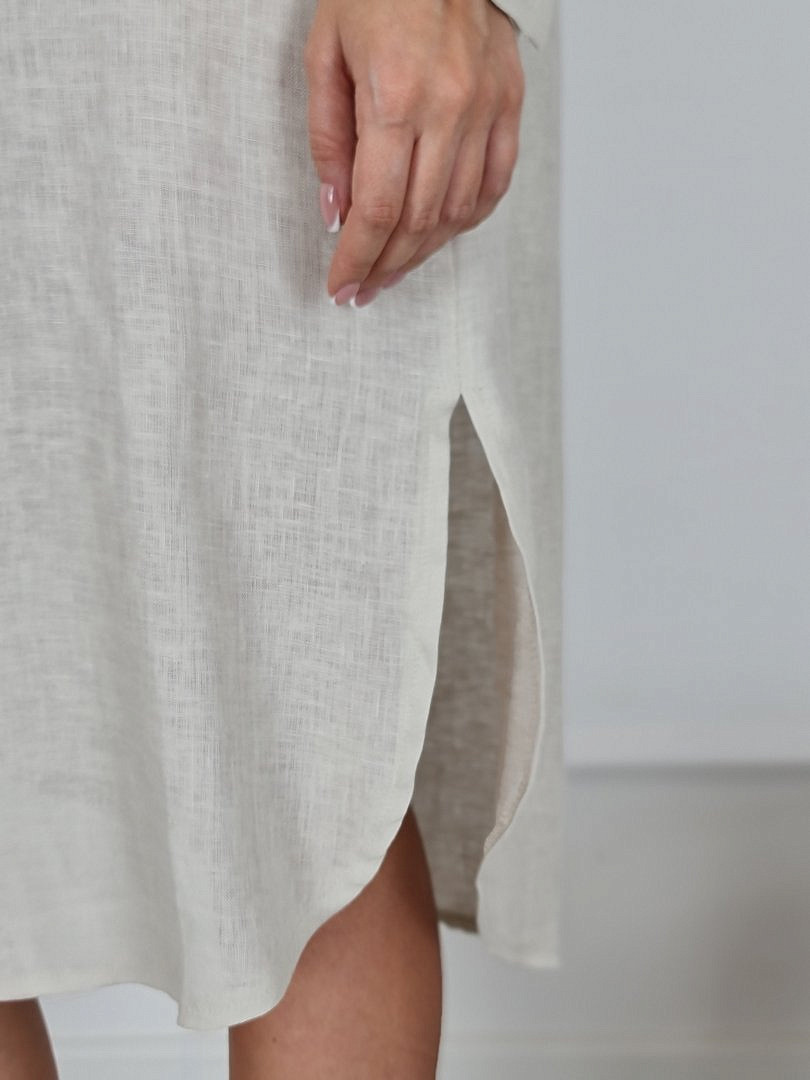 Платье-рубашка CLOTHÉ льняное на пуговицах кремовое, фотография №6