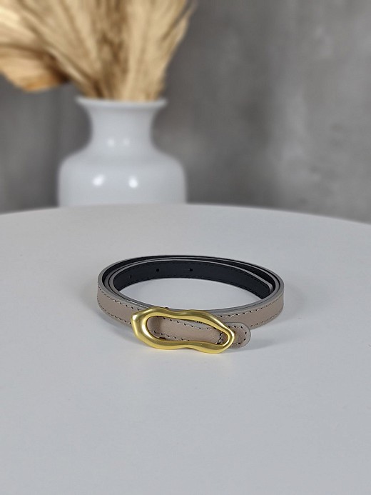 Ремень Imperial натуральная кожа золотая застежка бежевый