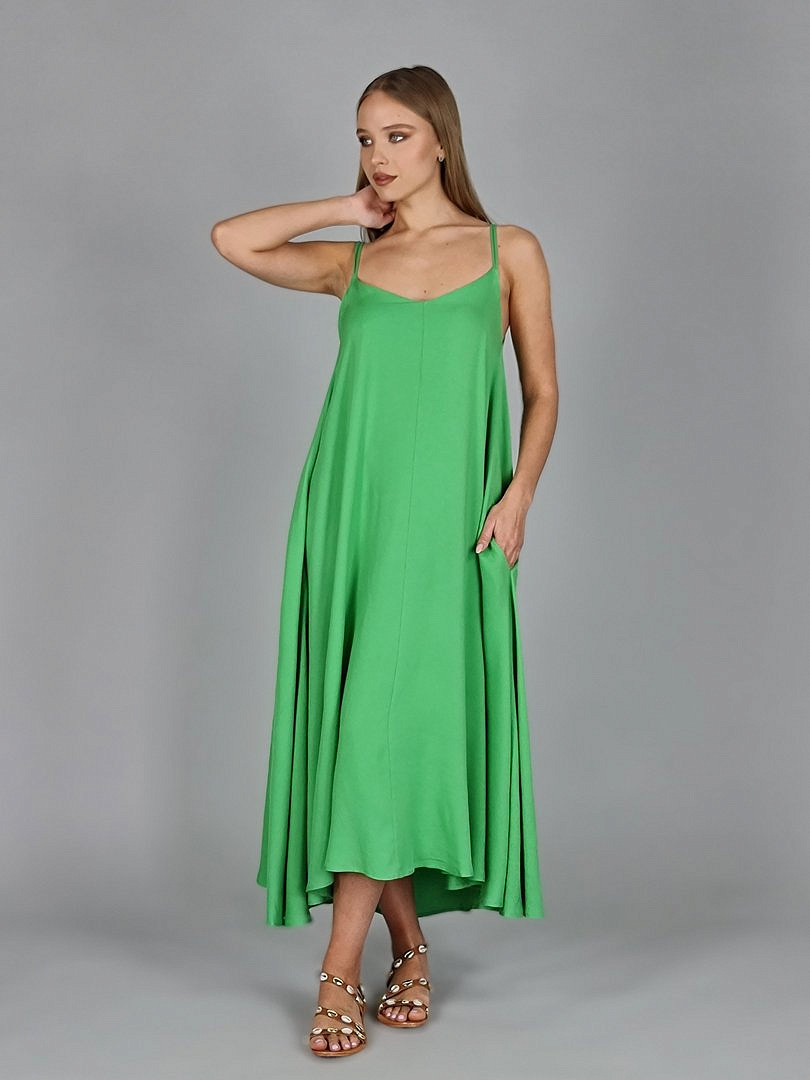 Платье Imperial длинное на лямках зелёное, фотография №2