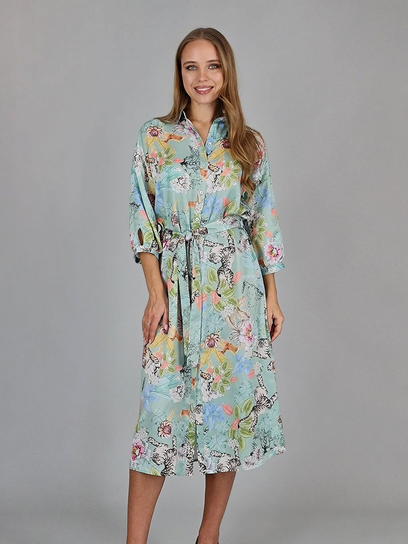 Платье Imperial с принтом "Животные и цветы" бирюзовое, фотография №3