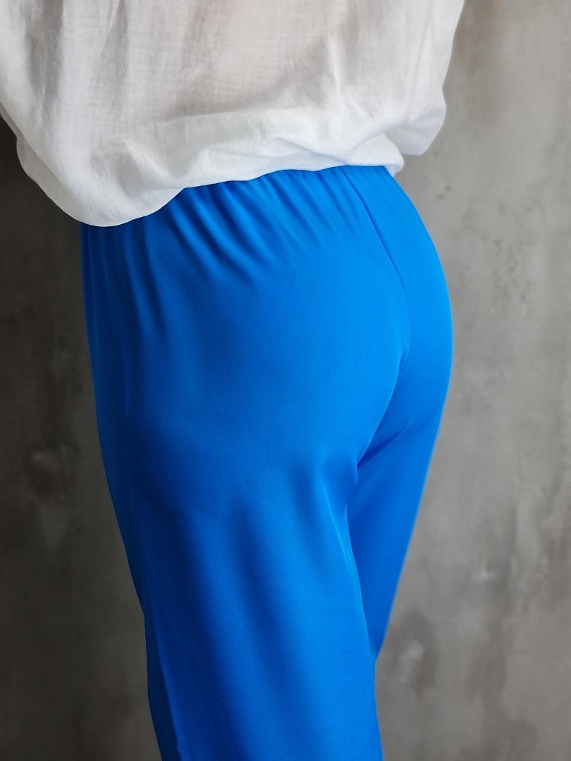 Брюки Imperial палаццо с резинкой ярко-голубые, фотография №5