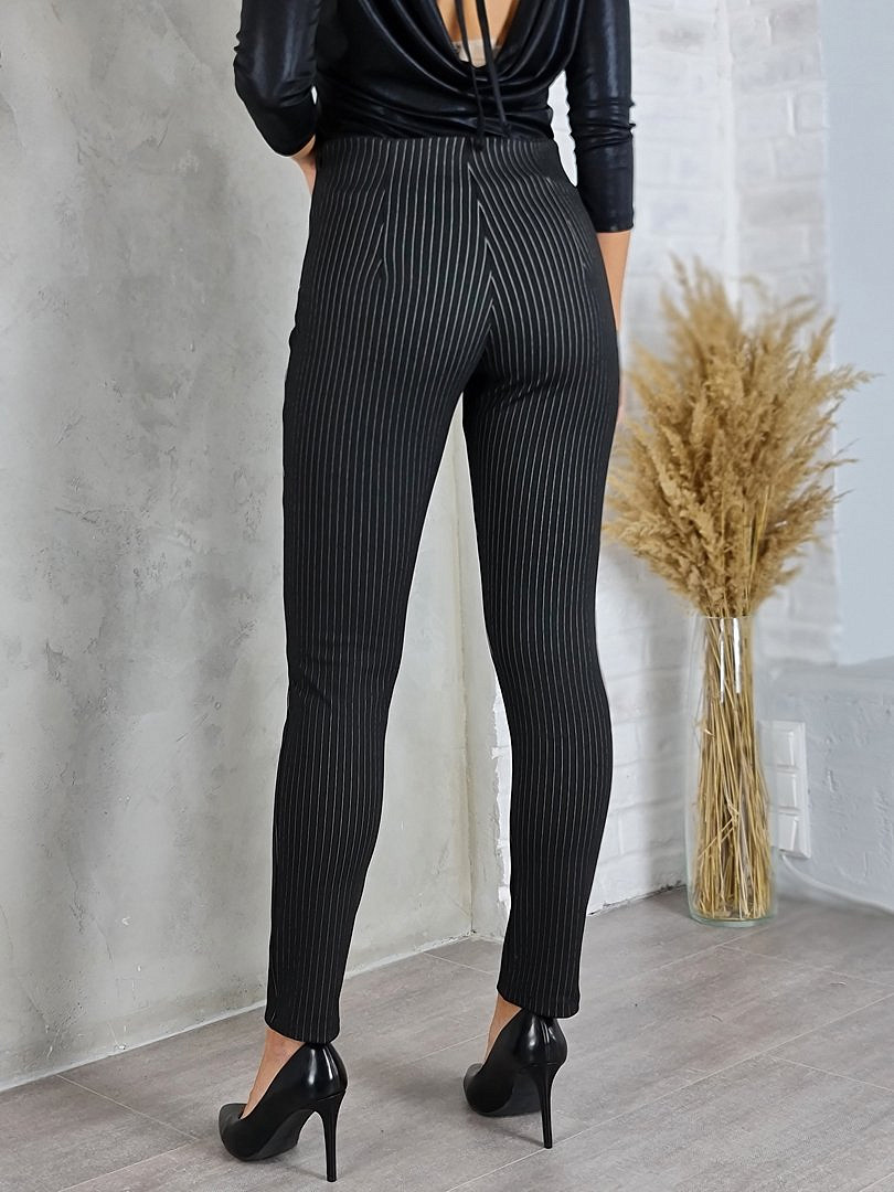 Брюки Please skinny в полоску чёрные , фотография №4