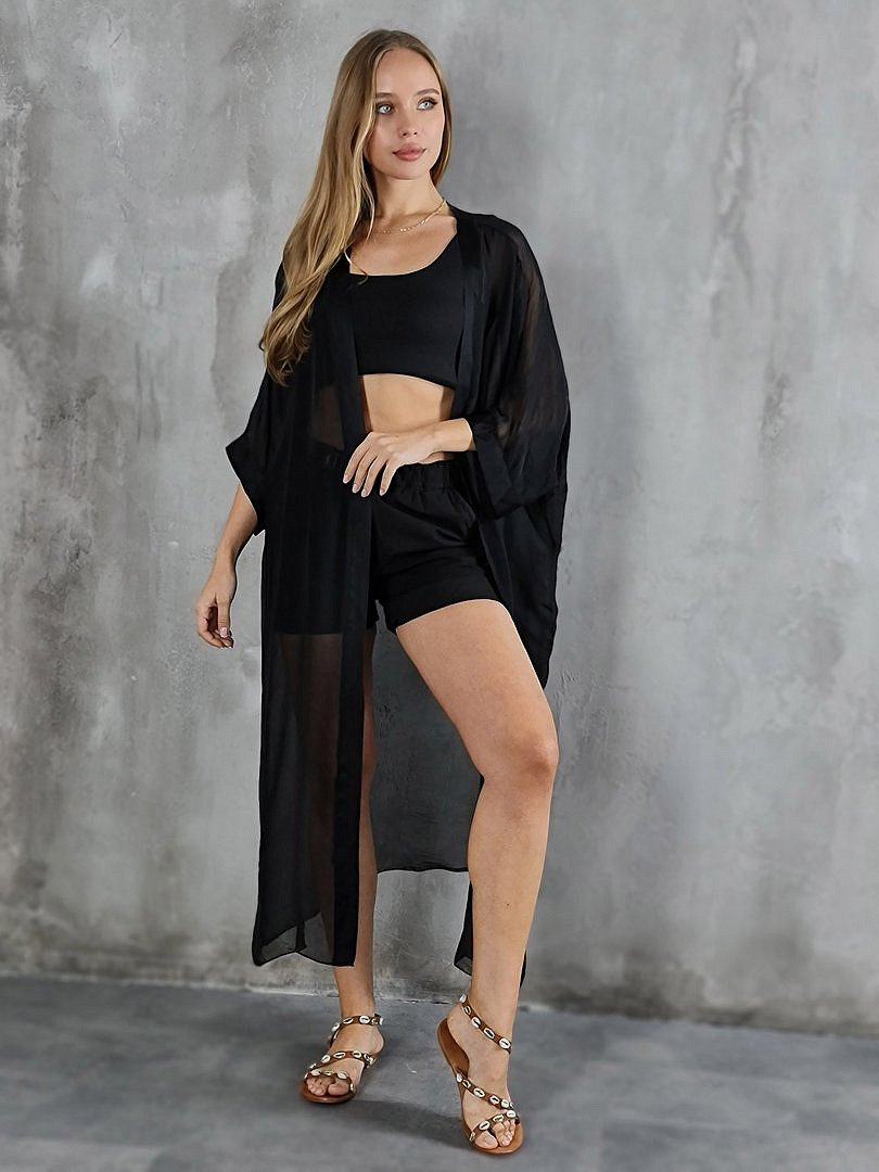 Накидка Pura Seta длинная шёлковая чёрная, фотография №2