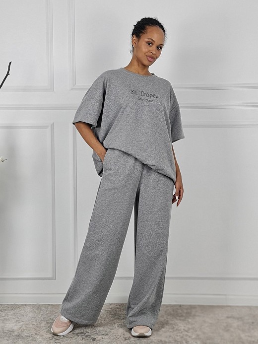 Костюм MOOIJ с блестками футболка и брюки серый