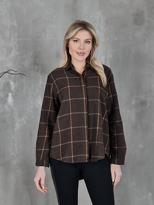 Рубашка THODAMI в клеточку оранжевую шоколад