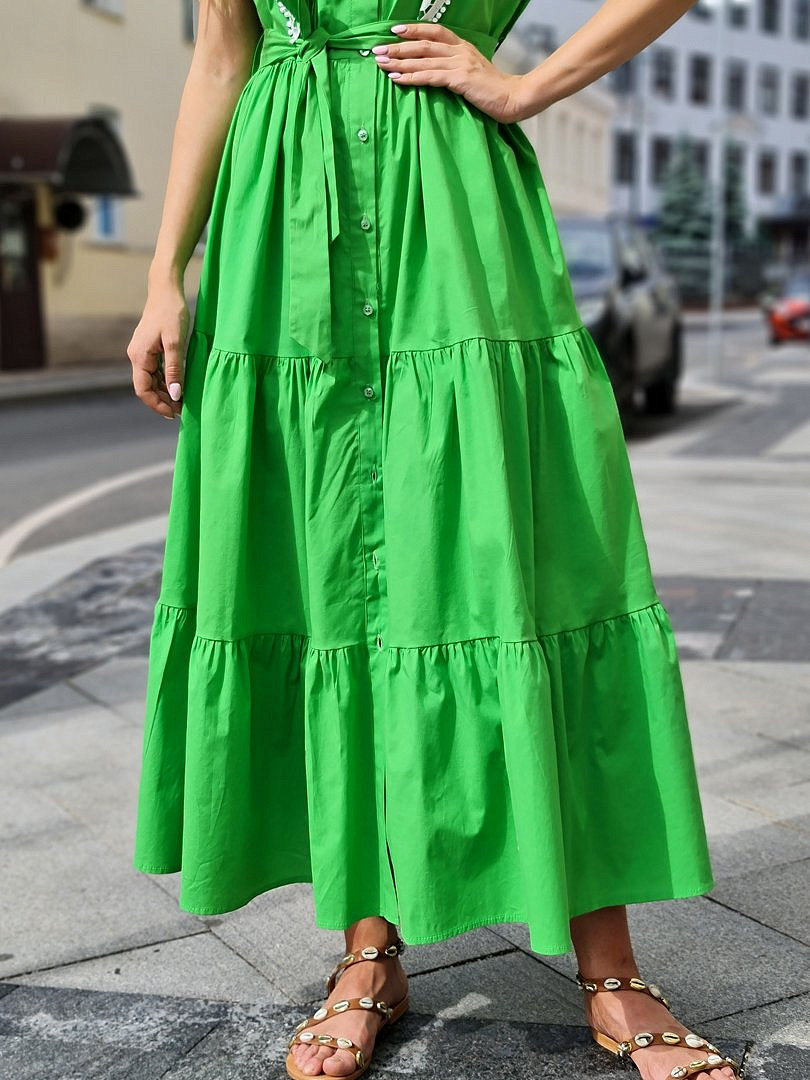 Платье Lumina с ажурной вставкой зелёное, фотография №3