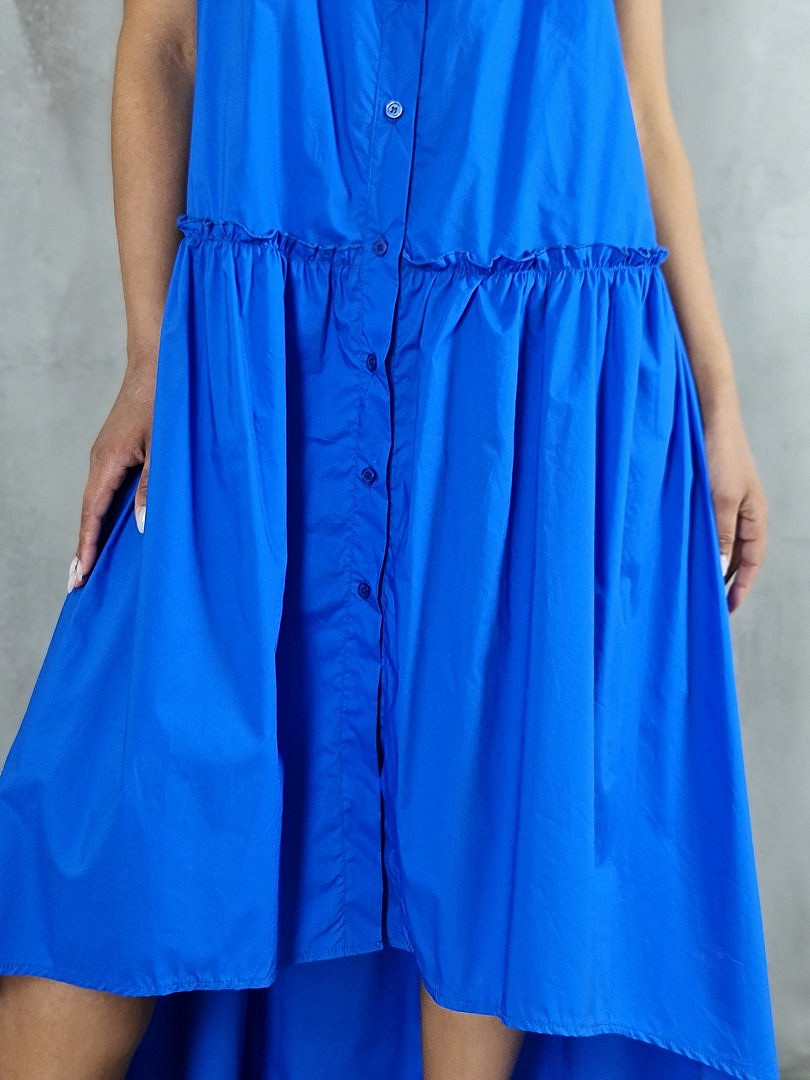 Платье MIHO'S свободное без рукавов с ассиметричным подолом электрик, фотография №4