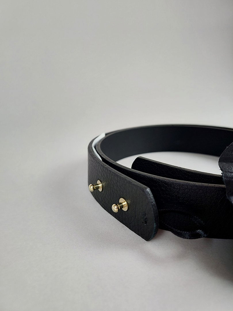 Пояс Imperial "Цветок" из натуральной кожи чёрный, фотография №3