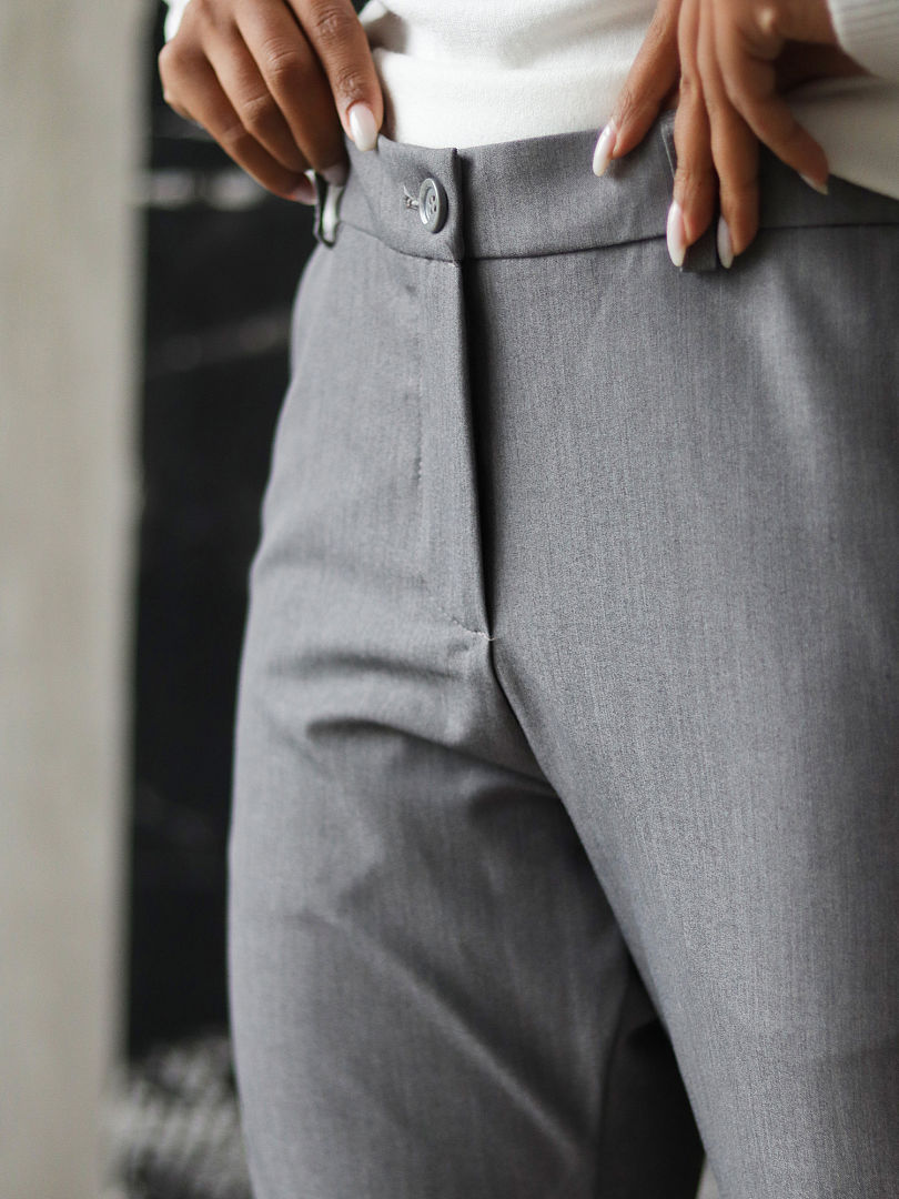 Брюки Imperial с подворотами на пуговице серые (Grigio Melange), фотография №3