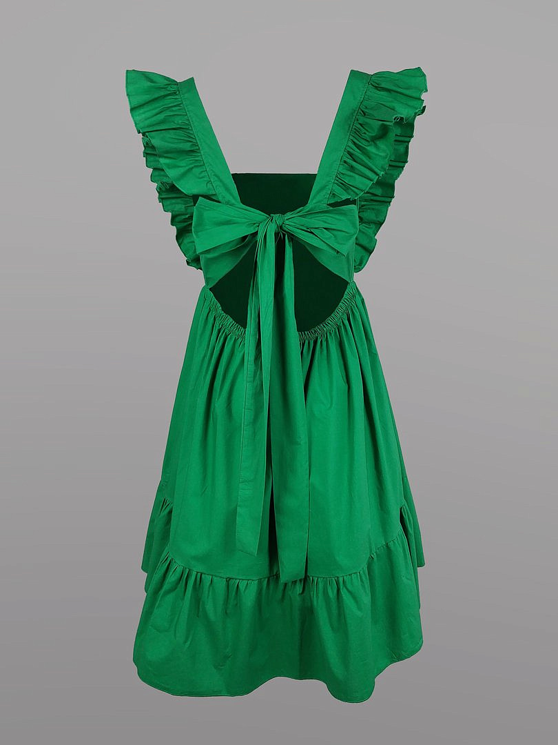 Платье BluRoyal с воланами и открытой спинкой зелёное, фотография №2