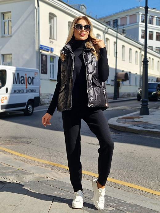 Костюм BEAUTY WOMEN тройка жилет джемпер и брюки черный  