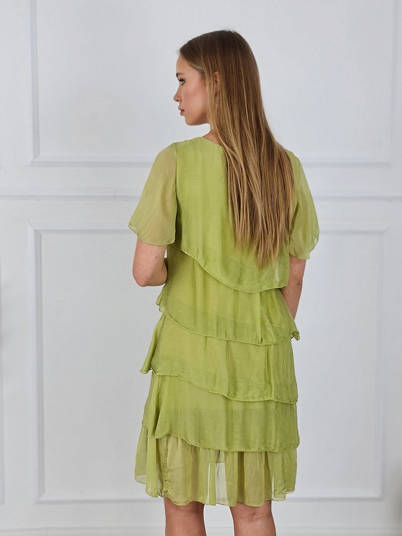 Платье Pura Seta с оборками шёлковое лайм, фотография №2