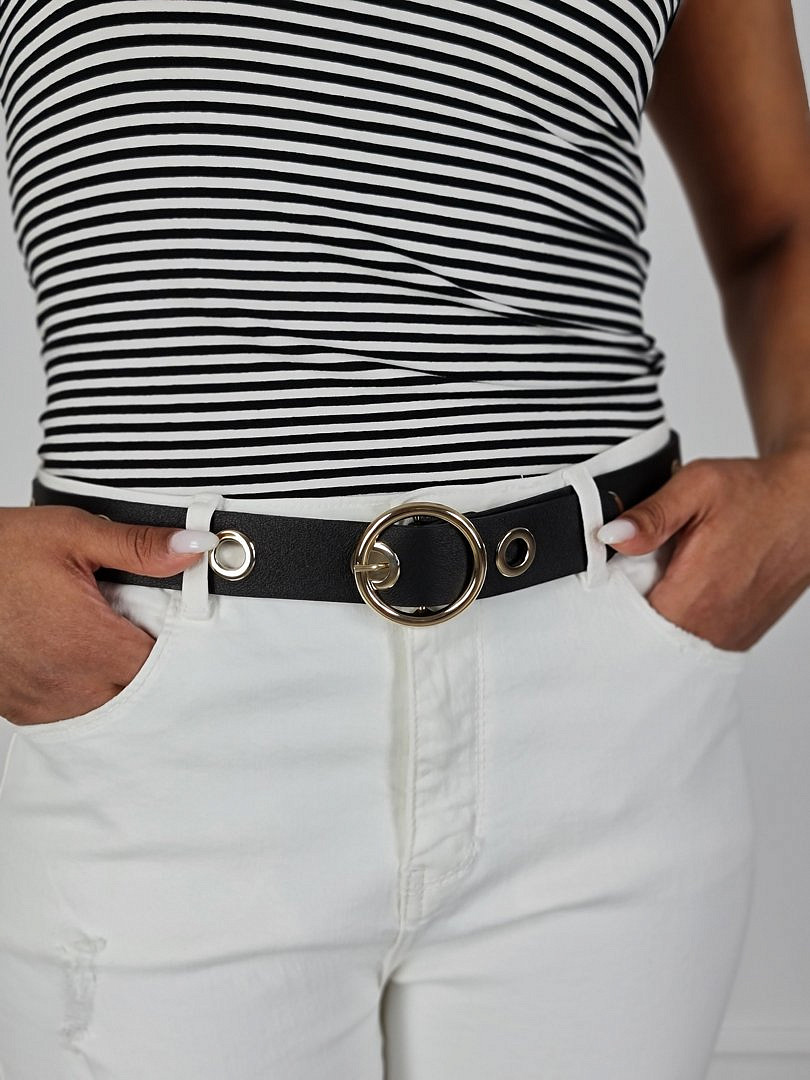 Ремень Imperial с золотыми деталями чёрный, фотография №2